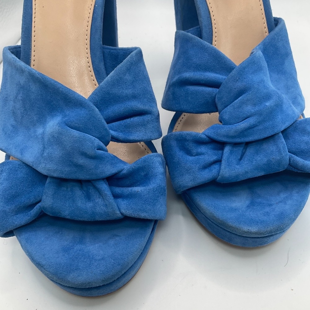 Vince Camuto Corlesta Blue Suede Knotted Dress Sandals Ankle Strap Heels 6.5 New - Picture 12 of 14